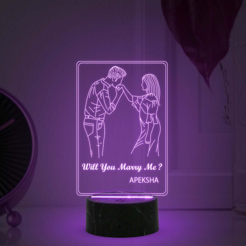 Will you marry me couple night lamp with Multicolored Light Customized with Name Gift for Wife, Husband